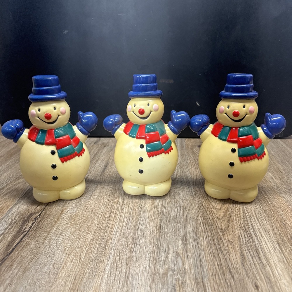 Vintage Blow Mold Hard Plastic Snowman Replacements Empire Pathway Light Toppers